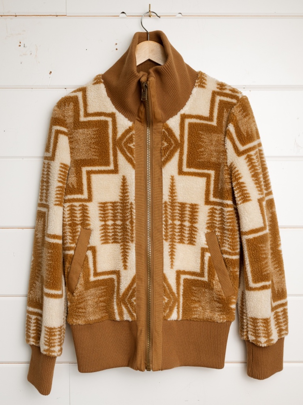 Pendleton Foxglove Fleece Bomber | Harding | Tan & Cream | M